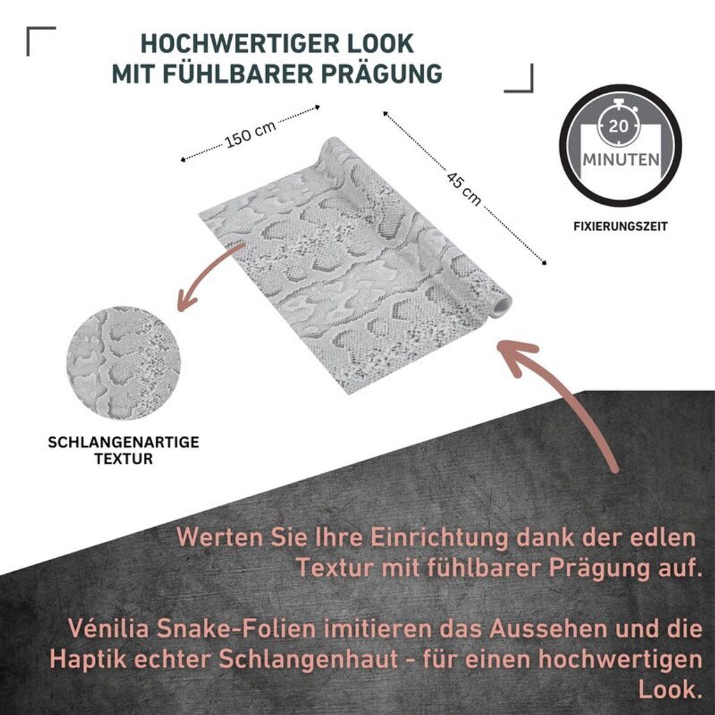 Klebefolie Snake grau - 45x150cm