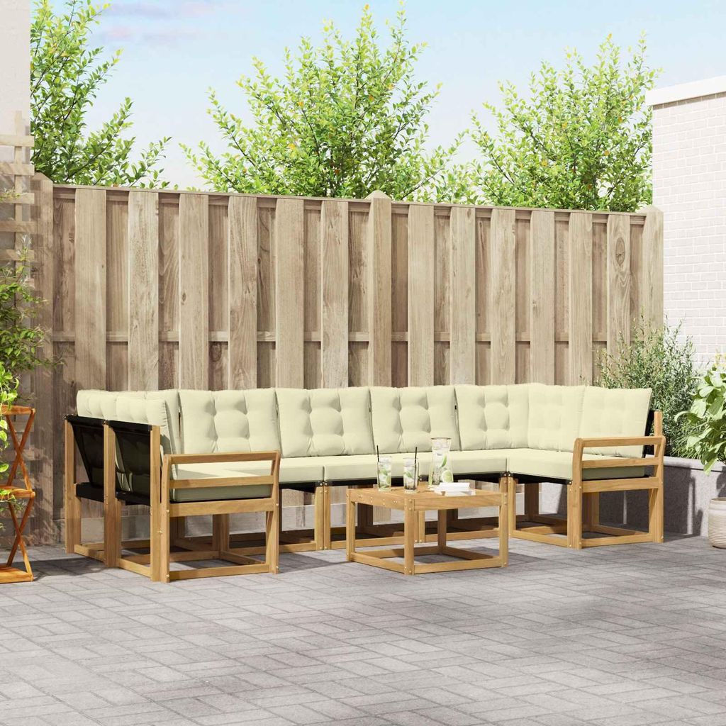 Möbel Outdoor-Sofagarnitur mit Kissen 8 pcs Weiß und CremeGartensofas - Gartensofas c3619