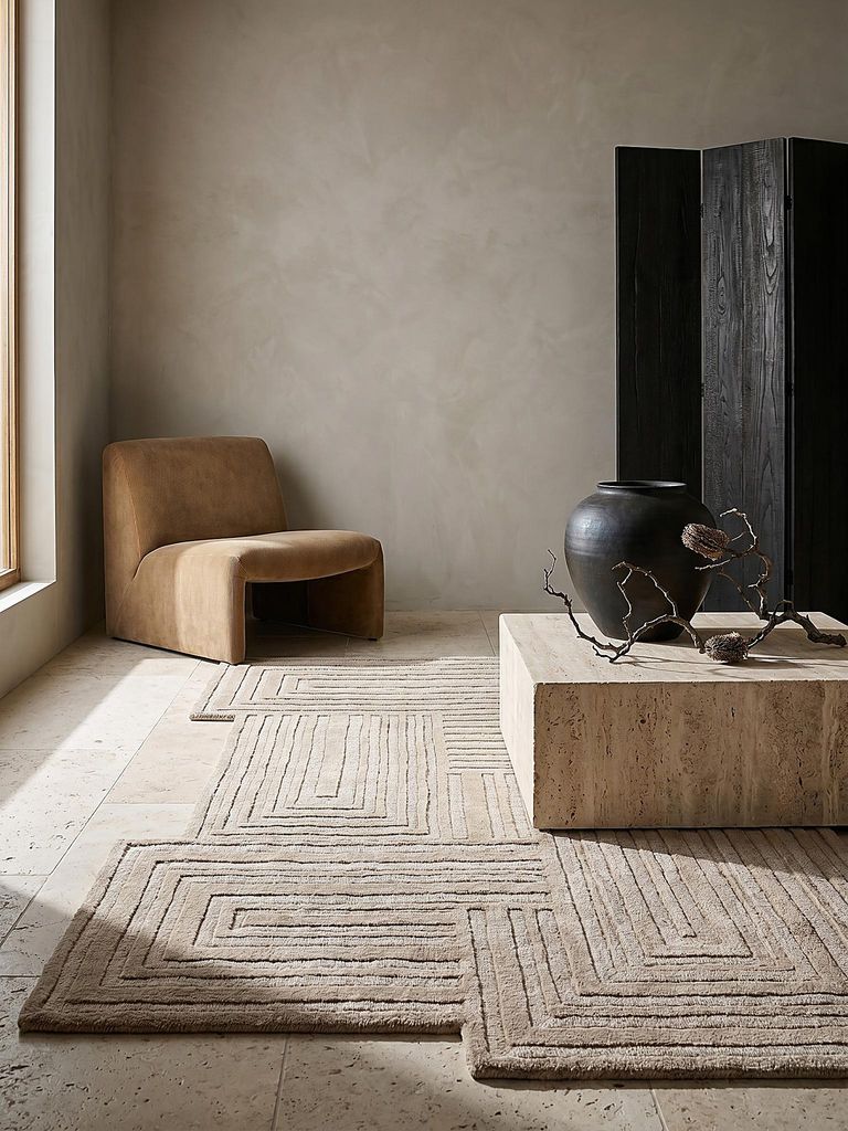 Teppich Wolle Kurzflor Zen Shaped Geometrisch Natur 200x290 cm Wohnbereich Essbereich Modern LEVEN | Kadima Design