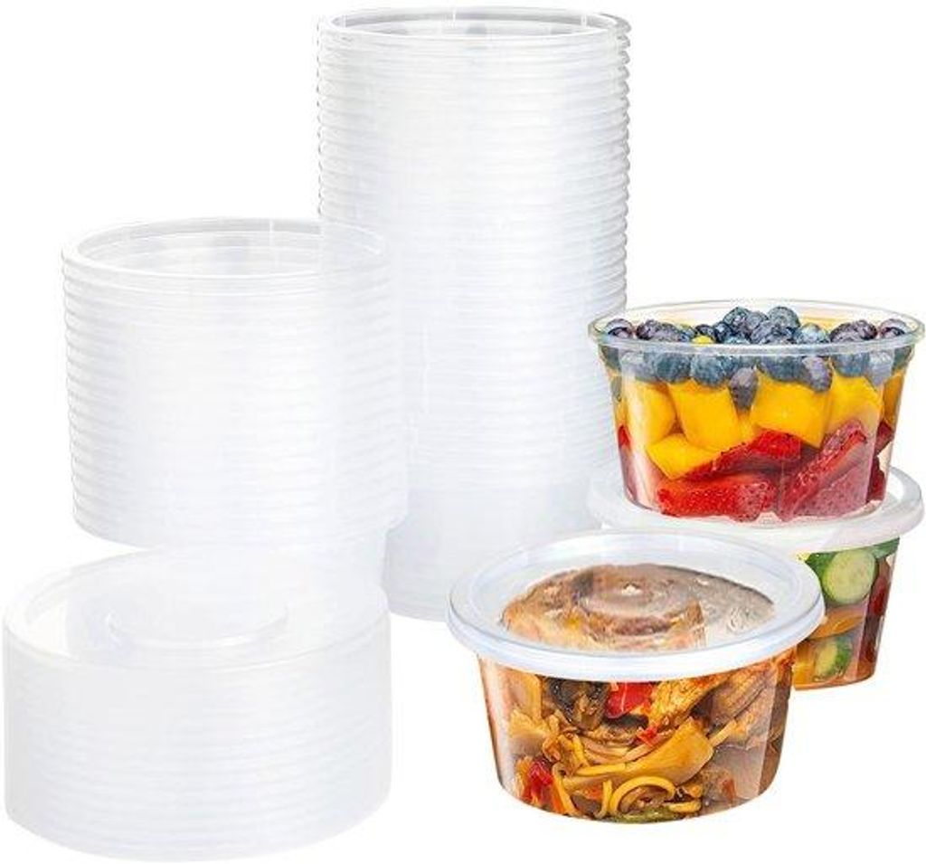 50er-Set von magnetronbeständigen, leckfreien, wiederverwendbaren Food-Container-Boxen, 450 ml, 16 oz, mit Deckeln, kleine Schälchen für Saucen,...