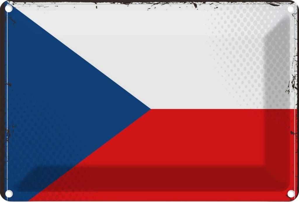 vianmo Blechschild 12x18 cm Tschechiens Czech Republic Flagge Fahne Wappen