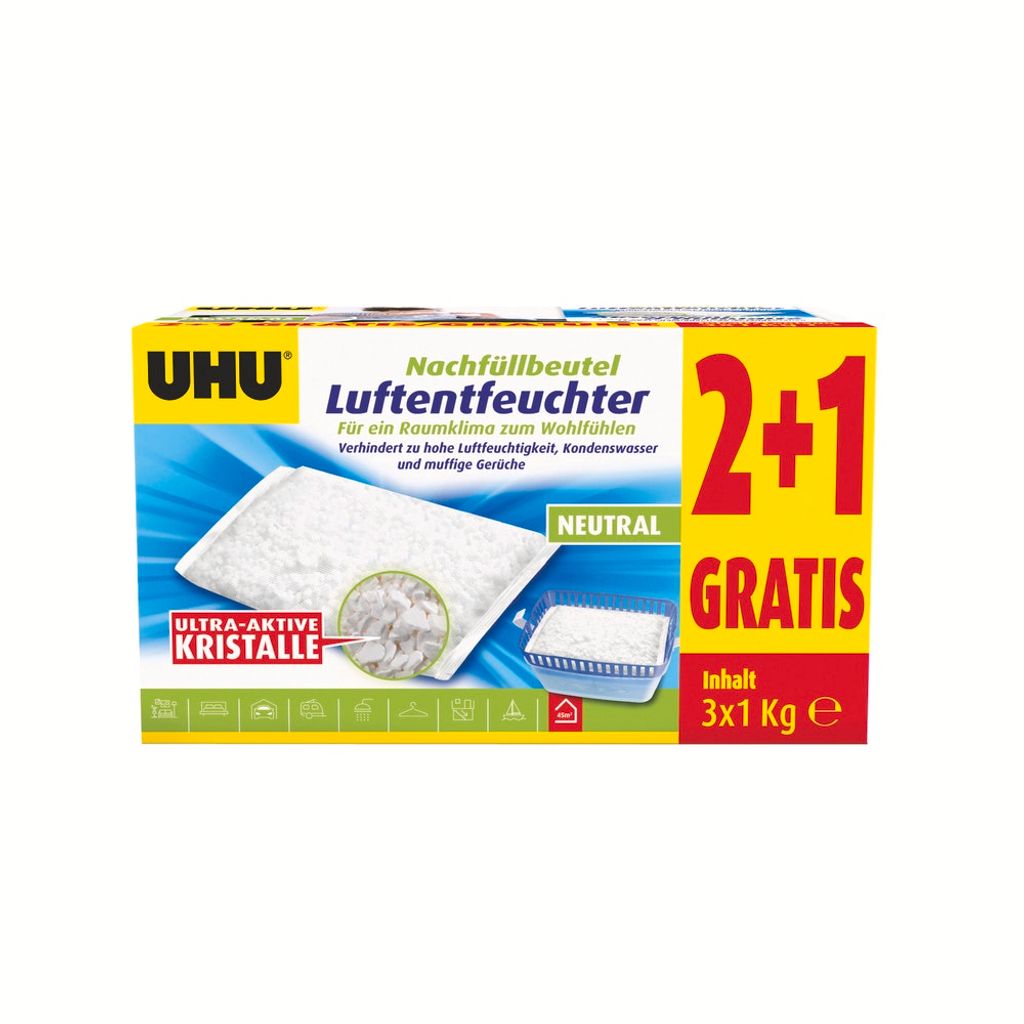 Odvlhčovač vzduchu UHU 2x 1 kg + 1 kg zdarma, 47210 Obrázok produktu 