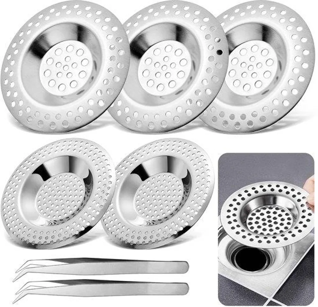 Filtre pour douche et cuisine anti-bouchon, 5 furets acier 71-75 mm