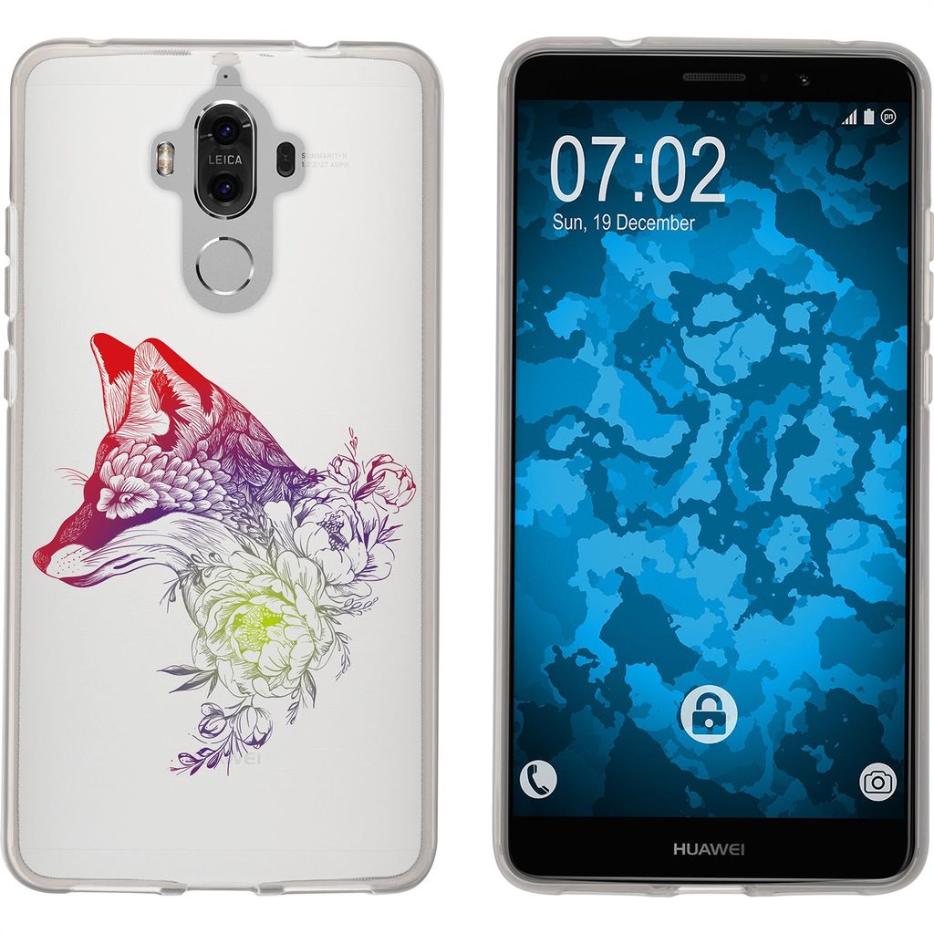 PhoneNatic Case kompatibel mit Huawei Mate 9 Silikon-Hülle Floral Fuchs M1-5
