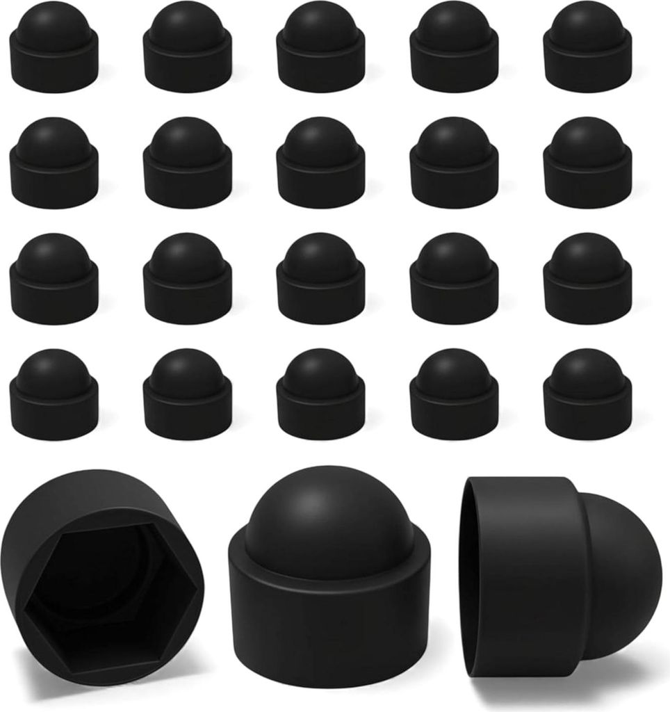 Ajile, 20 Stück, Sechskant,Abdeckkappe aus Kunststoff für M12 (SW 19 mm), Schwarz, FAH119x20