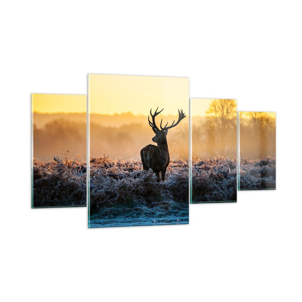 Bilder auf glas - Feld Nebel Natur Baum - 160x90cm - Glasbilder - Wandbilder - Kunstdruck - zum Aufhängen bereit - Wanddekoration aus Glas - Glas ...
