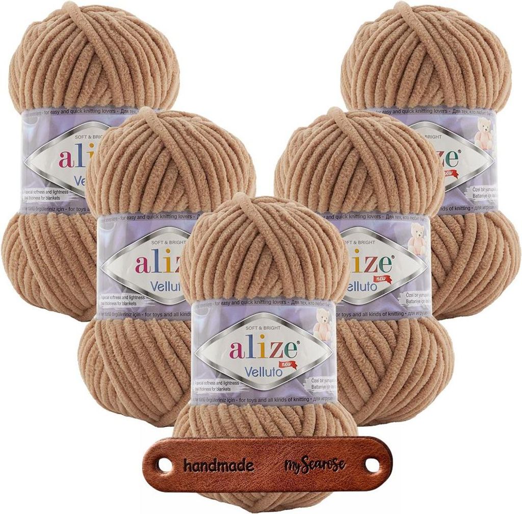 5 x ALIZE Velluto 429 CAMEL mit Label