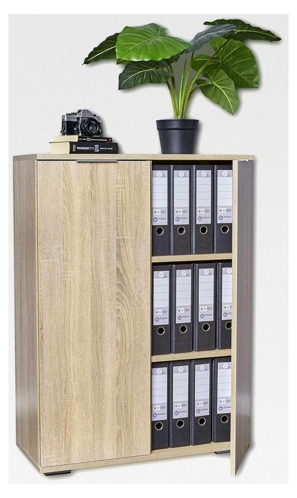 Ordnerschrank Kommode 80,2 cm x 109,5 cm x 35 cm Aktenschrank für schwere Ordner Büromöbel Sonoma Eiche Aufbewahrungsschrank Mehrzweckschrank