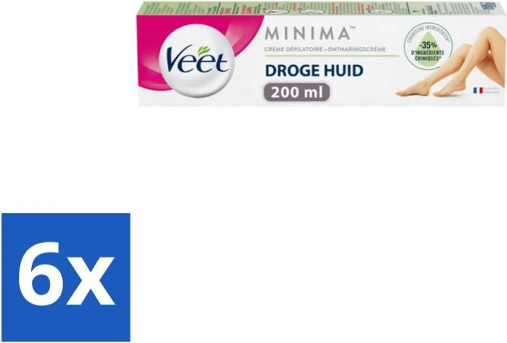 Crème Dépilatoire Veet Minima Peaux Sèches 200ml - Pack Eco de 6 Pièces