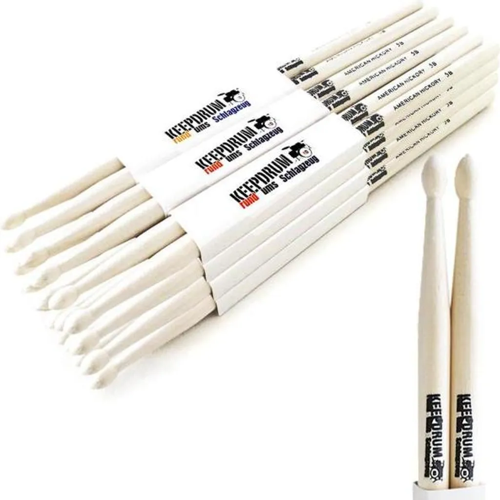 Pack 12 paires baguettes de batterie 5B Hickory bois haute densité