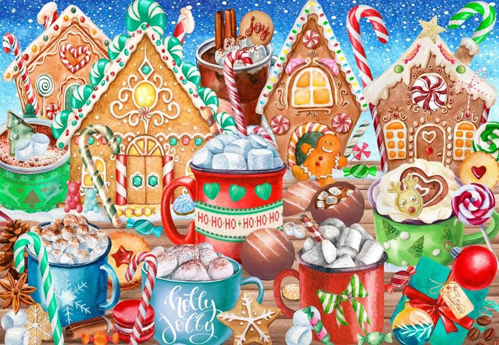 Puzzle 1000 pièces adulte BlueBird Canneberges et chocolat chaud hiver