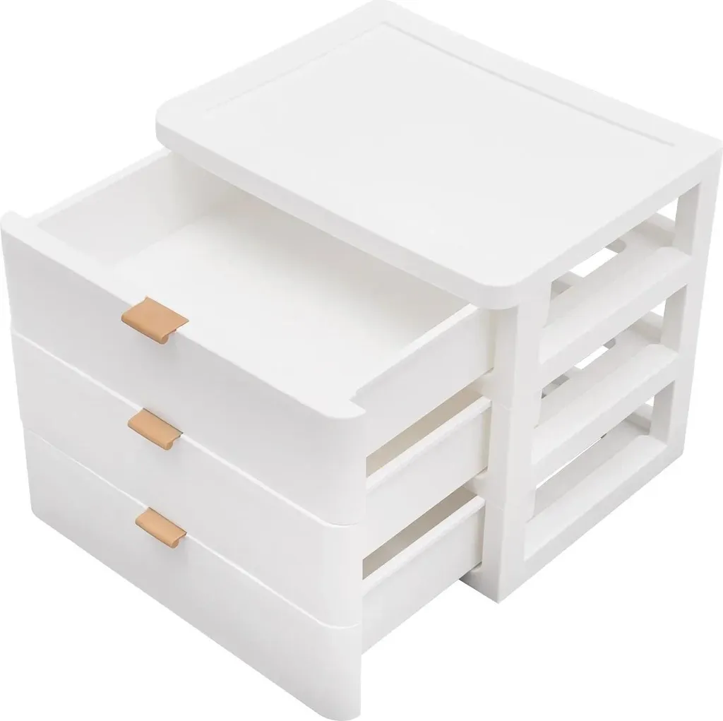 Organiseur de bureau à 3 tiroirs en plastique blanc 26x20x22cm - 5kg