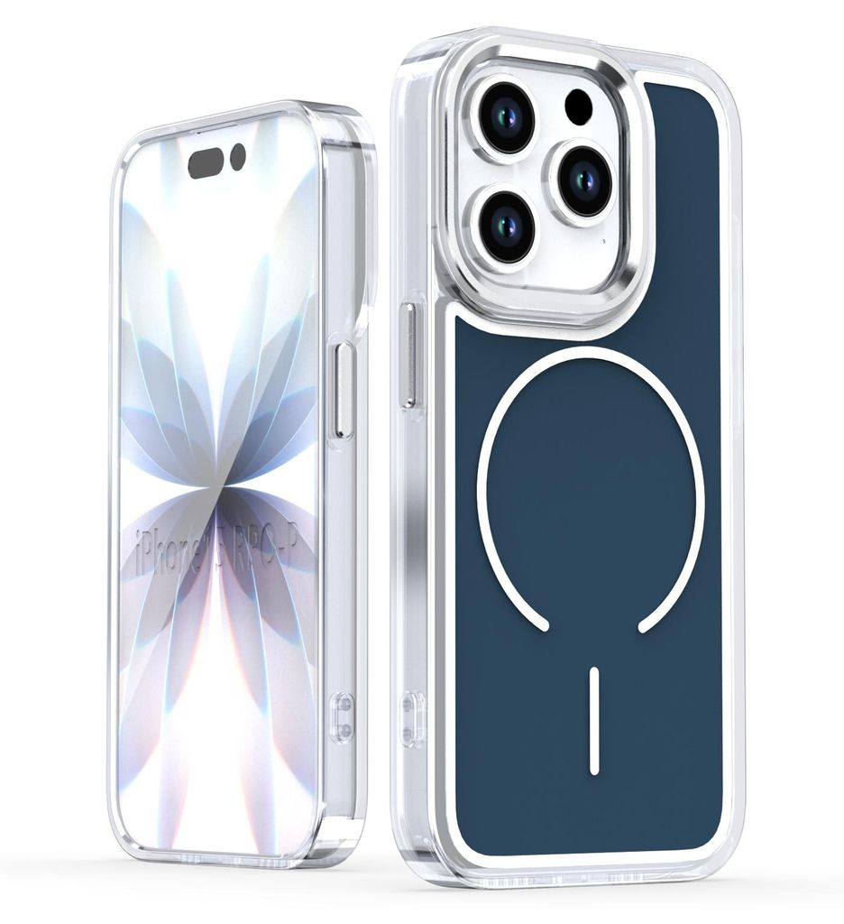 Magnetische Hülle für iPhone 14 Pro, Dünn Klare Stoßfest Handyhülle, Kompatibel mit MagSafe Blau