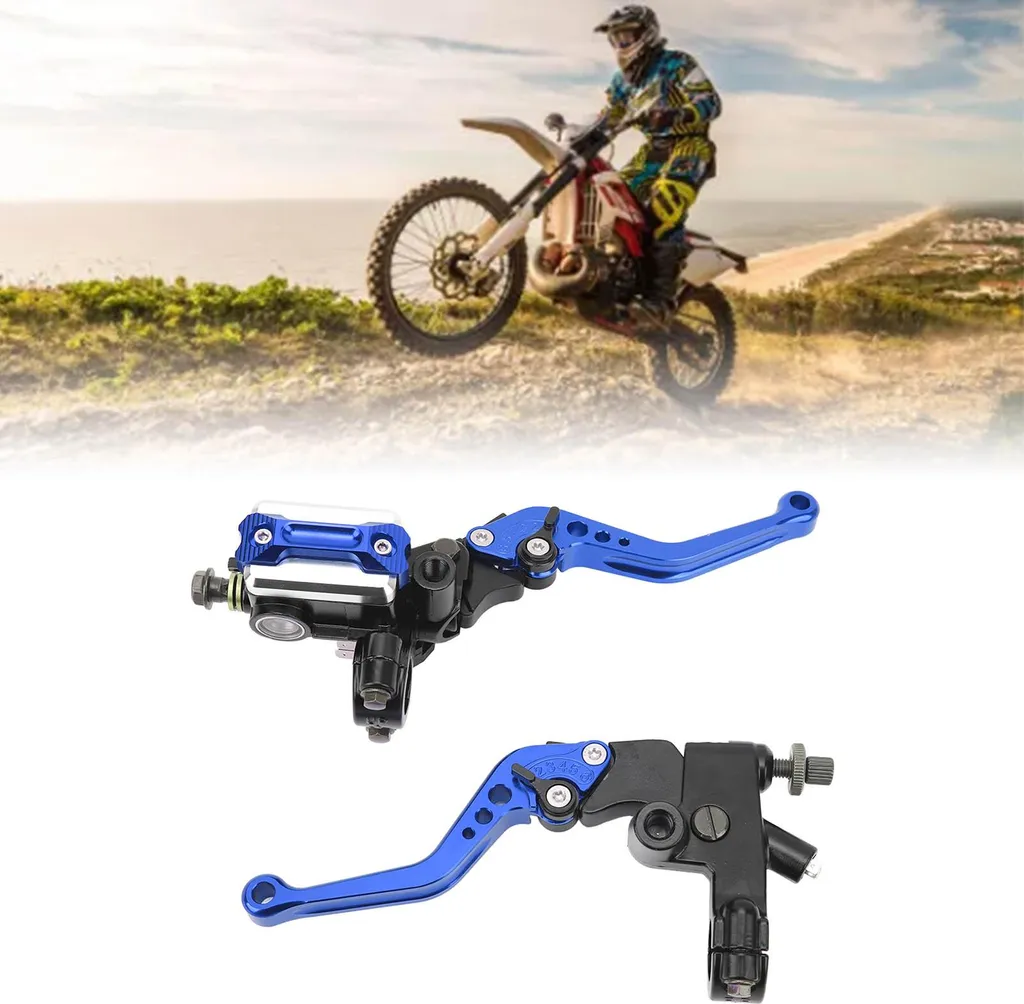 Coppia Leve Moto Blu 7/8 Pollice - Pompa Freno e Paramani Carbonio