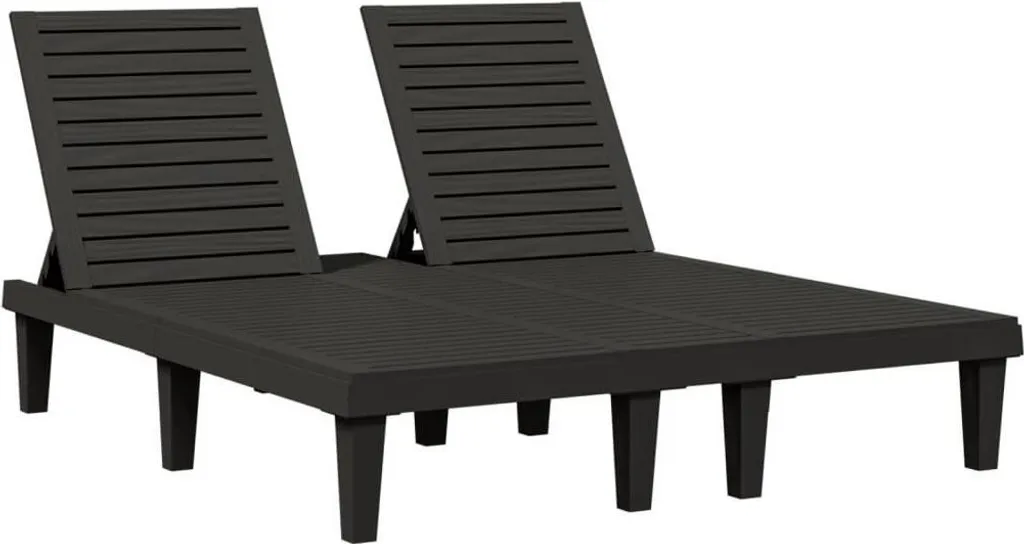 Transat double de jardin noir 155x138 cm idéal pour bronzer à deux
