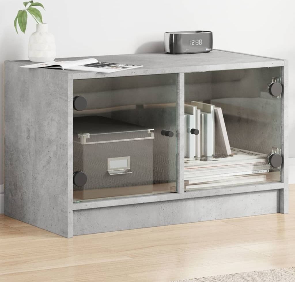 Maison Exclusive - TV-Schrank mit Glastüren Betongrau 68x37x42 cm