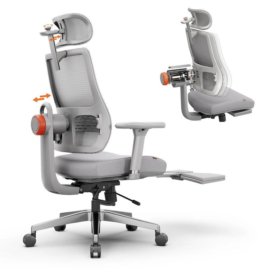 Ergonomiczne krzesło biurowe – MagicH-GPRO – podnóżek – Zdjęcie produktu 
