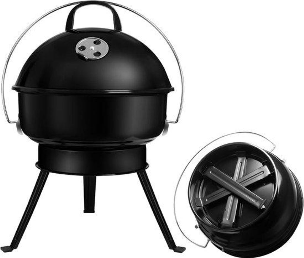 Luftdichter Holzkohle-Grill für 2 bis 4 Personen mit Abdeckung und Transportkoffer