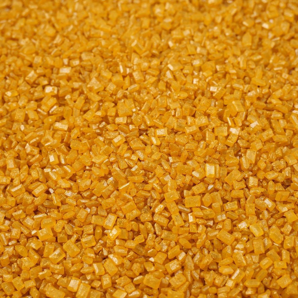 Streuselheld Kristallgold 80g Streusel zum Dekorieren und Verzieren von Gebäck aller Art wie Torten Kuchen Keksen Zuckerstreusel