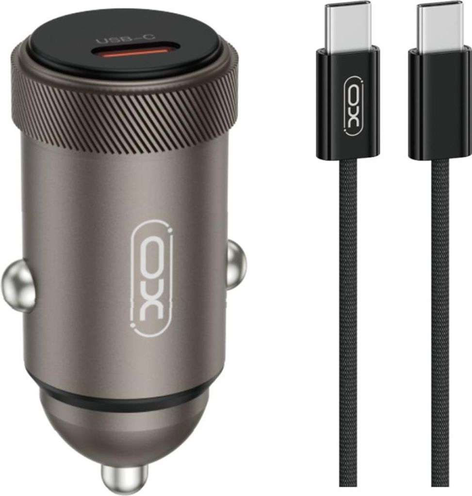 XO CC70 PD 30W Kfz-Ladegerät mit USB-C-Kabel, Schwarz