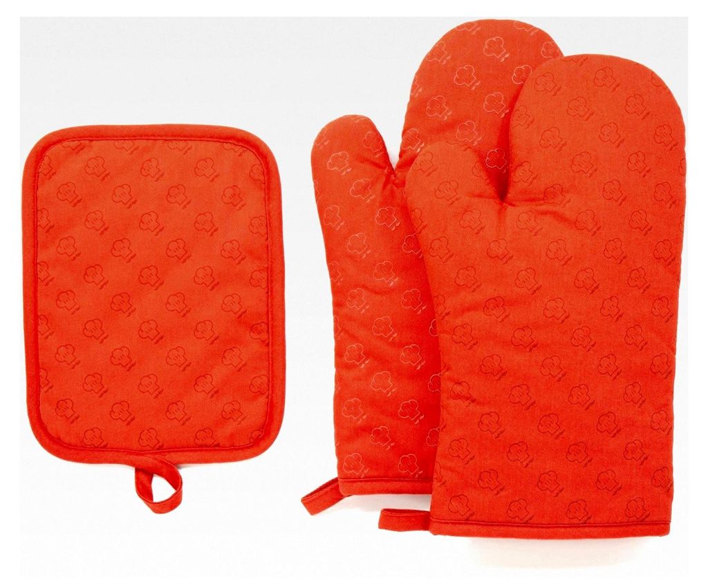 Ofenhandschuhe – Topfhandschuhe – Topflappen & Ofenhandschuhe – 3er Set – Hitzebeständige Backhandschuhe aus Baumwolle mit Silikon-Beschic...