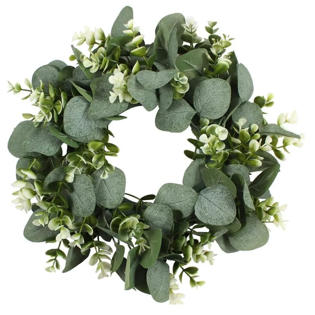 Couronne de fleurs artificielles vert tendre 30 cm effet naturel et durable