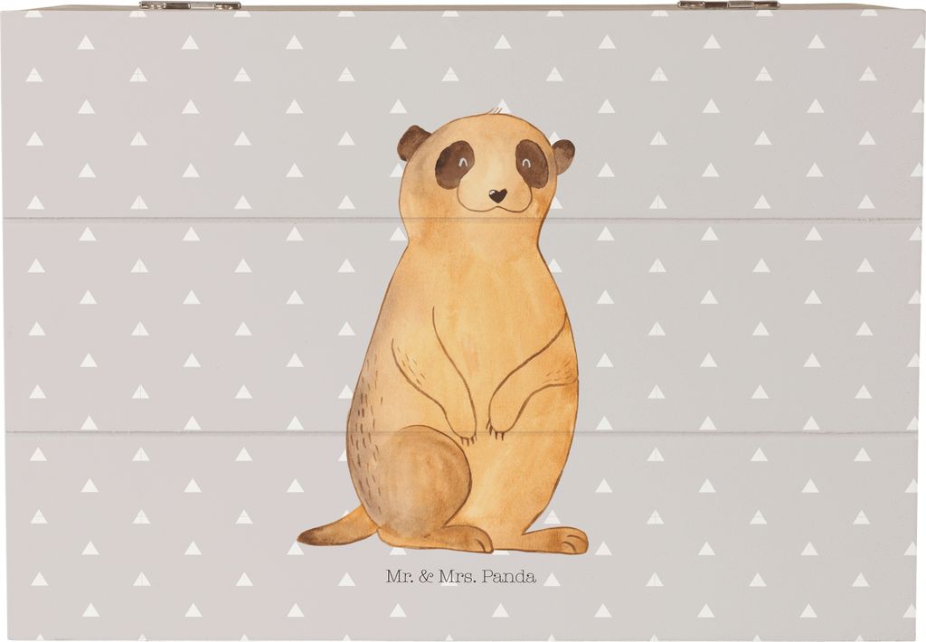 Mr. & Mrs. Panda Box Erdmännchen 22 x 15 cm - Grau Pastell - Geschenk, Schatzkiste, schatztruhe, Holzkiste, Afrika, Kiste, Reisen, Spruch, geschen...
