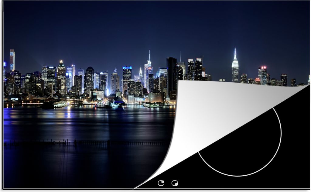 KitchenYeah Herdabdeckplatte New York - Sternenhimmel - Empire State Building , 80x52cm, Küche Deko, Glaskeramikkochfeld Herdabdeckung, Abdeckpl...