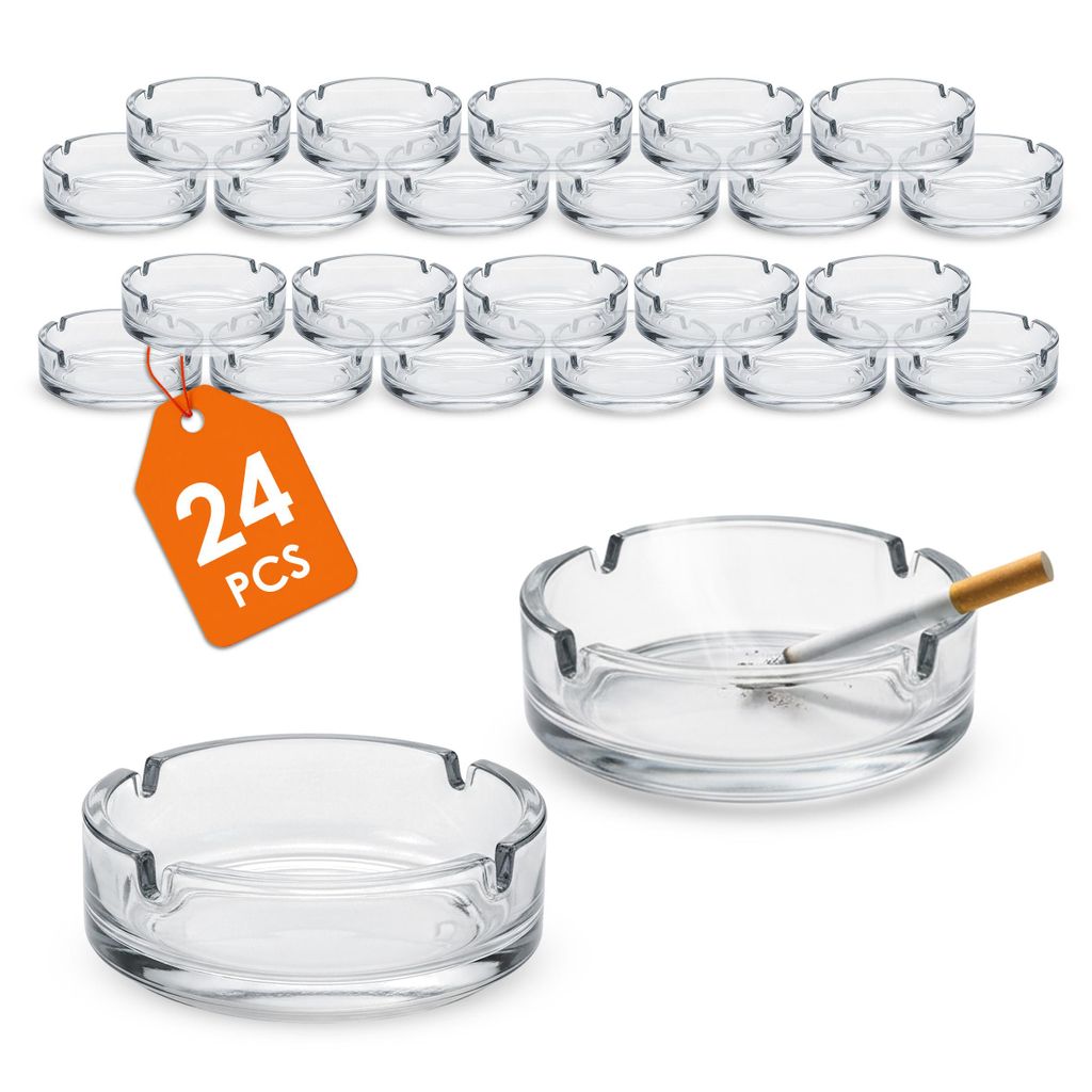Glas Aschenbecher rund 10 cm - 24 Stück - Klassischer Tisch Produktbild 