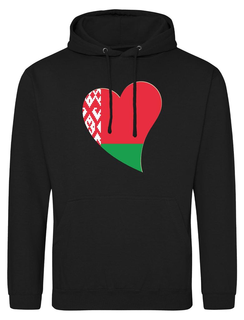 Huuraa Uni Hoodie Belarus Flagge Herz S Deep Black Vegan Sweatshirt Geschenkidee