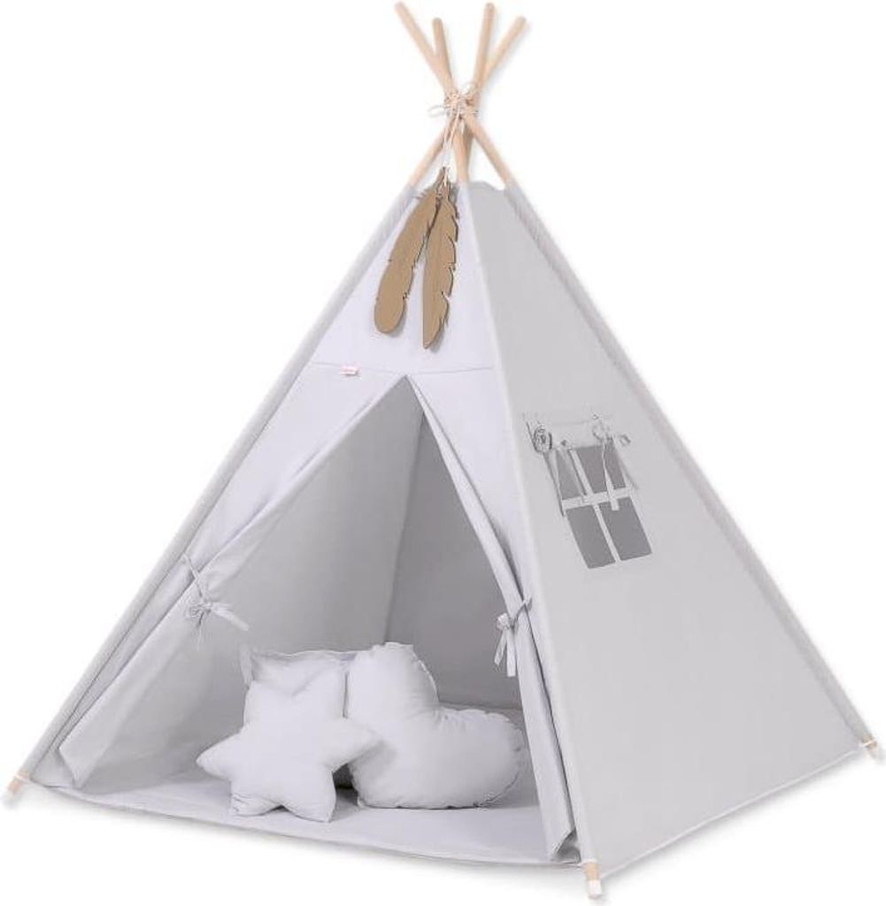 Tipi-Zelt für Kinder – Spielzelt – mit Spielmatte und Kissen, leicht und einfach zusammenklappbar