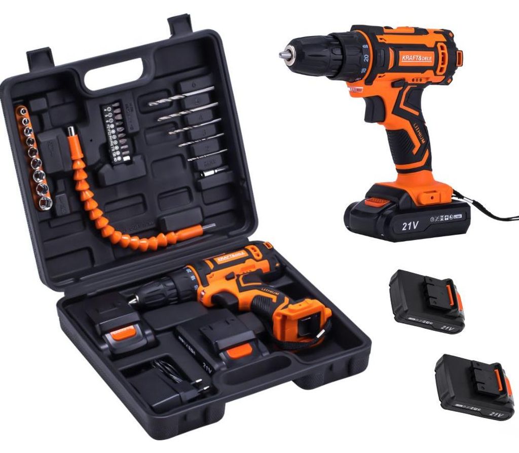 Kraft&Dele KD3353 AKU vŕtačka - skrutkovač 21V 2Ah + Obrázok produktu 