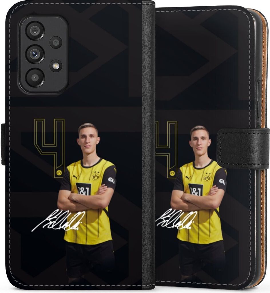 DeinDesign Klapphülle für Samsung Galaxy A53 5G Handytasche Lederhülle Tasche Borussia Dortmund Offizielles Lizenzprodukt Nico Schlotterbeck