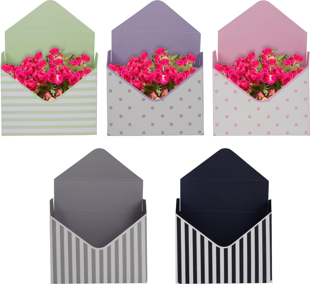 Belle Vous 5 Stk Blumenstrauß Umschlag Geschenkbox Set - 20 x 7 x 14,5 cm Floristen Karton Box/Geschenkverpackung Geschenkbox Pappe - Als Hochzeit