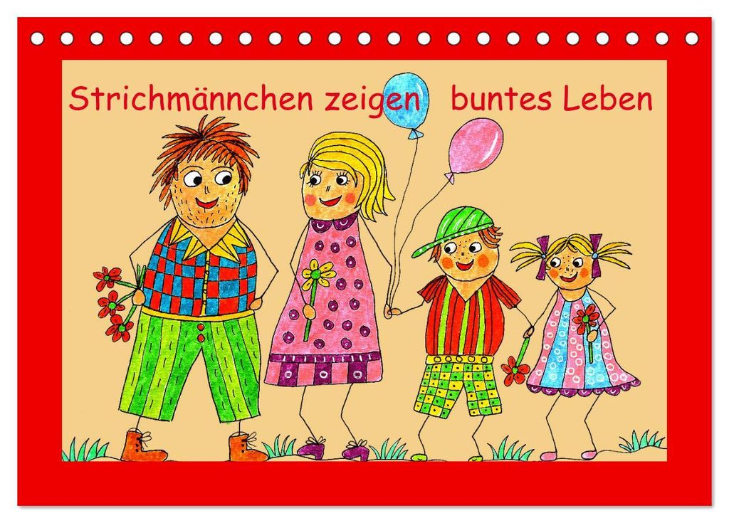 Strichmännchen zeigen buntes Leben (Tischkalender 2027 DIN A5 quer), CALVENDO Monatskalender