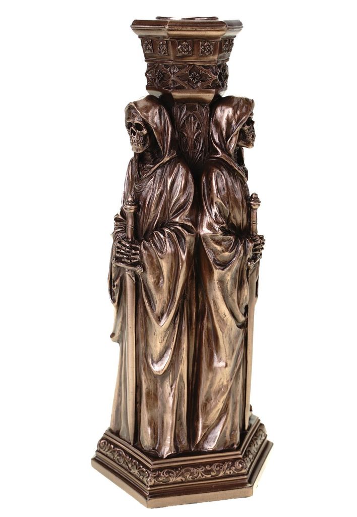 Grim Reaper Kerzenständer aus Kunststein bronziert by Veronese Gothic Figur