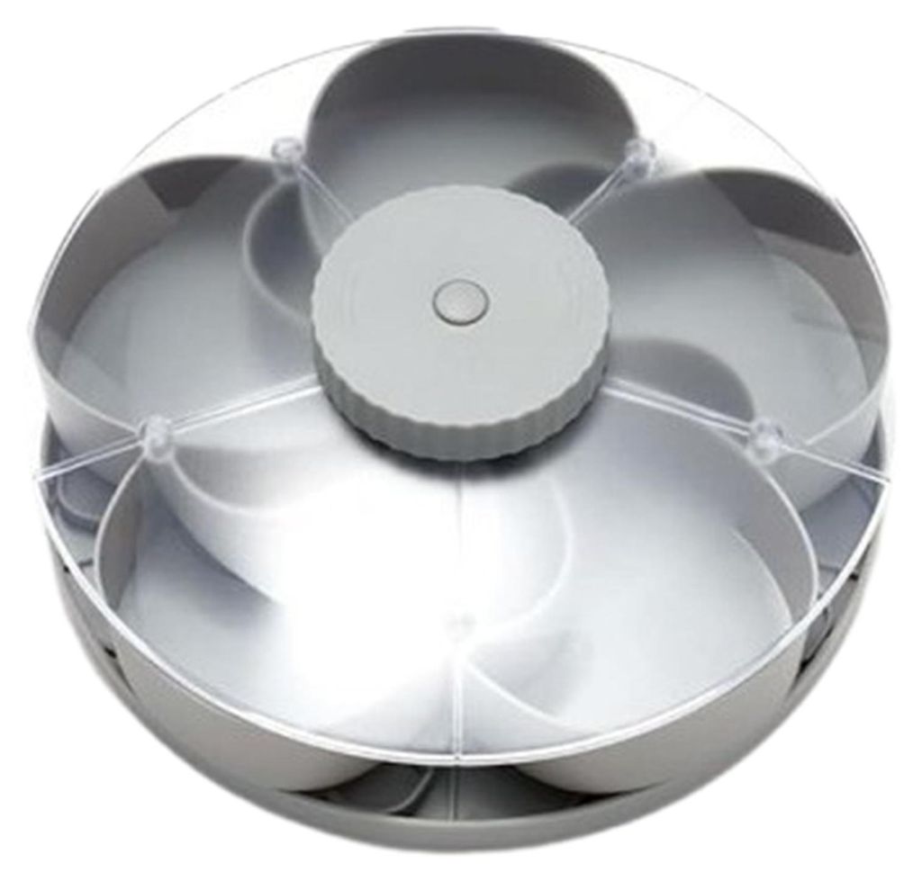 Serviertablett mit Fächern für Dips, Party-Snacks und vieles mehr; drehbare Snackbox mit Deckel; blumenförmiger Organizer mit mehreren Fächern ...