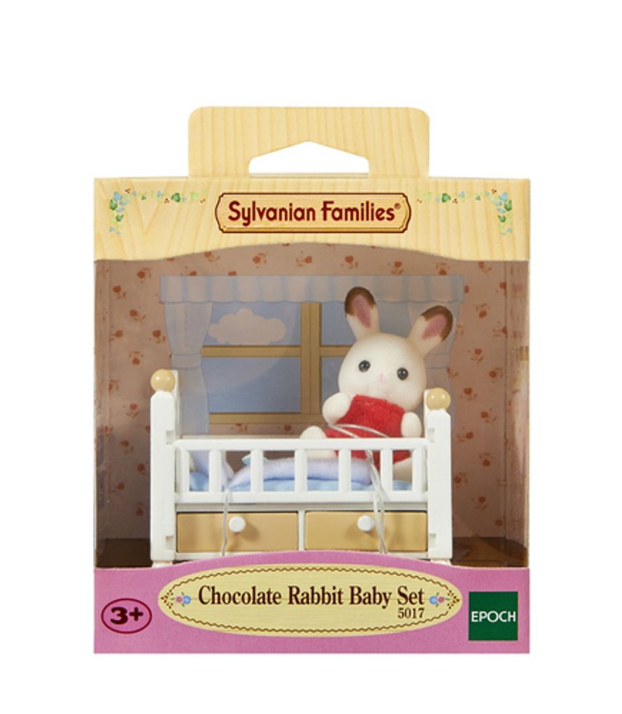 Sylvanian Families Lapin en chocolat Bébé avec lit de bébé, Image du produit 