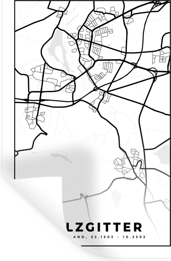 MuchoWow Wandtattoo Wandsticker Wandaufkleber Stadtplan - Salzgitter - Karte 60x90 cm Selbstklebend und Repositionierbar - Sticker - Dekorfolie