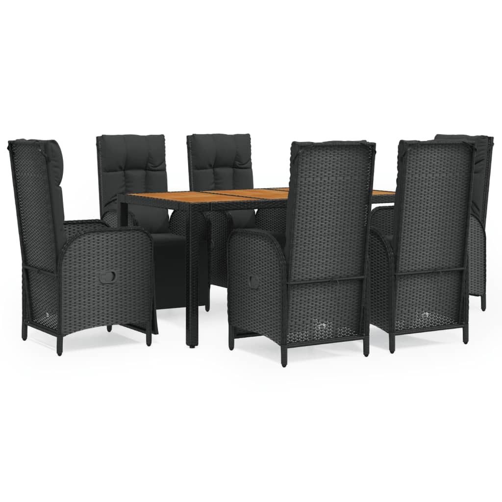 "2026 MODERNE" 7-tlg. Garten-Essgruppe - elegantes Design - Sitzgruppe/Gartenmöbel-Set - mit Kissen Schwarz Poly Rattan - Terassenmöbel NeuMöbel...