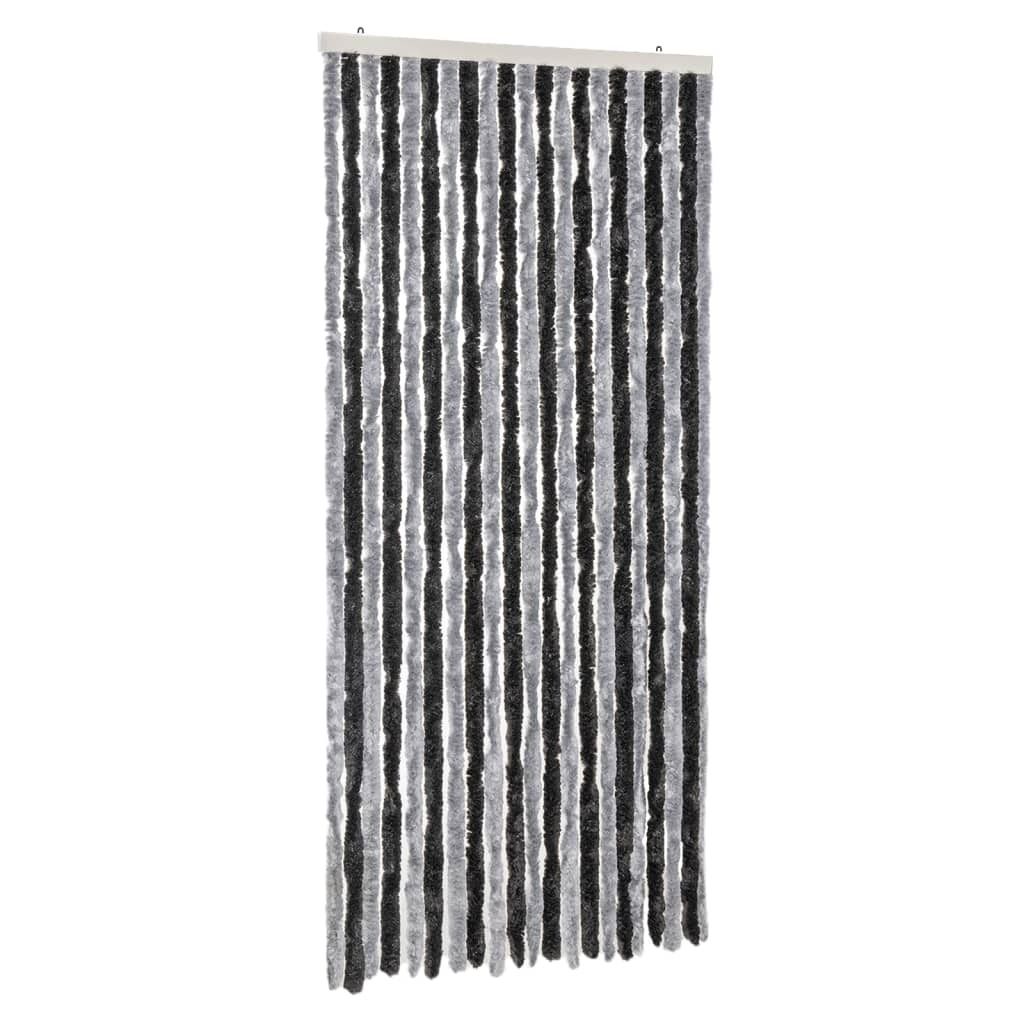 Fliegenvorhang Grau und Schwarz 100x200 cm Chenille