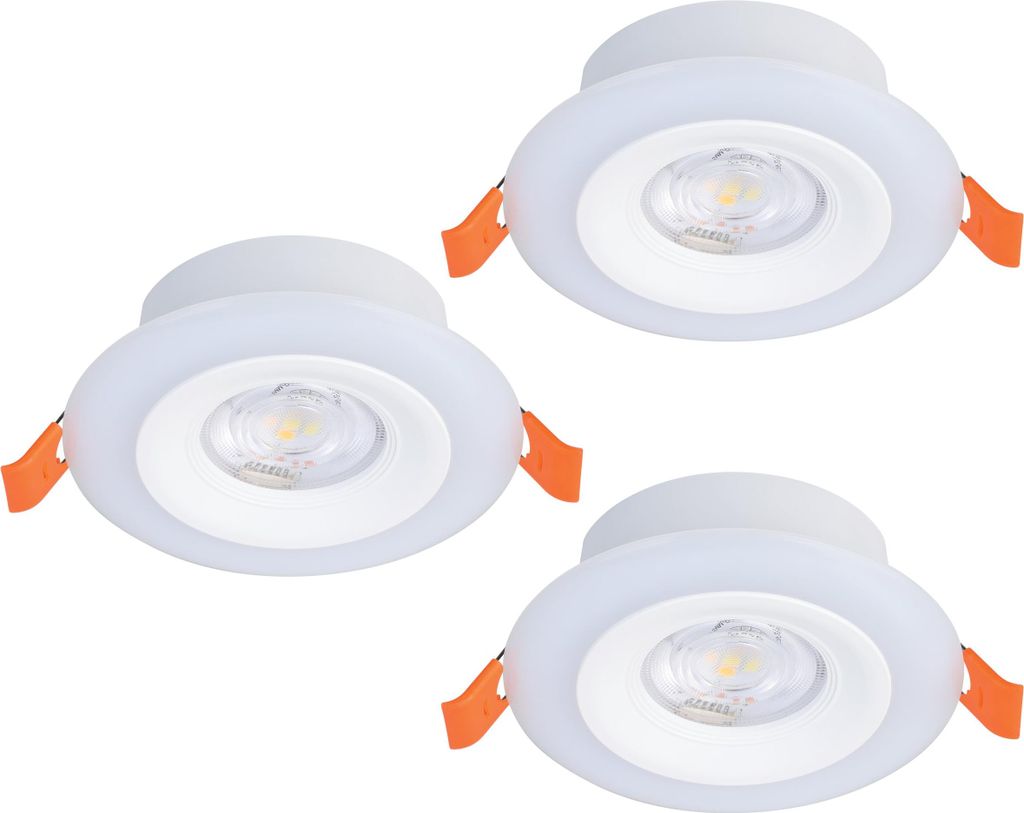 EGLO 3er Set LED Einbaustrahler Calonge RGB, Deckenspot flach mit Fernbedienung, Deckenstrahler dimmbar, Farbwechsel, warmweiß-kaltweiß, Ø 9,8 cm