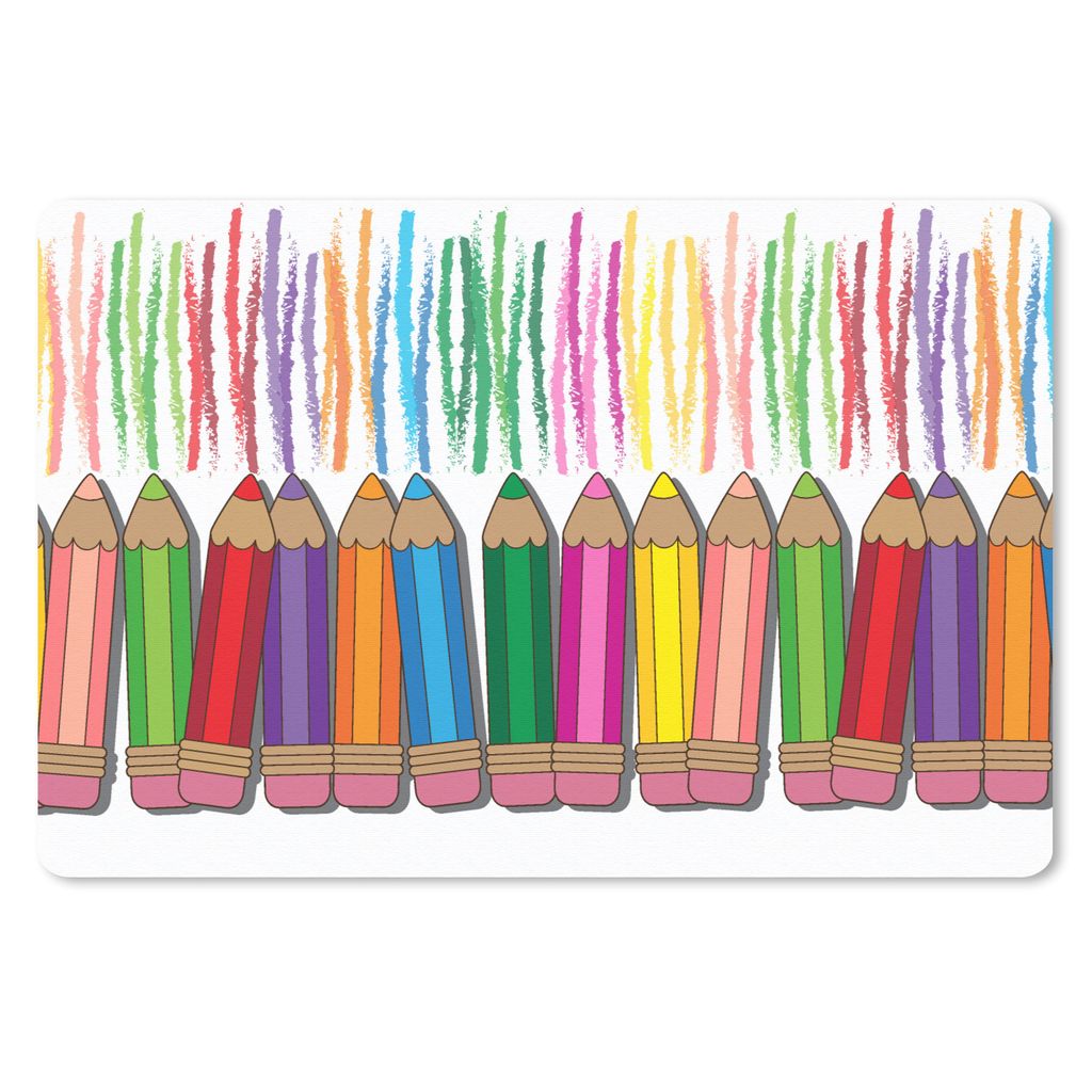 MuchoWow Mauspad Mousepad Farbstift - Muster - Regenbogen 27x18 cm - Mousepads - Maus Mat - Pad - Mausunterlage - Büroartikel - Desk Matten