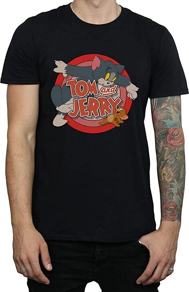 Tom and Jerry - "Catch" T-Shirt für Herren BI743 (XL) (Schwarz)