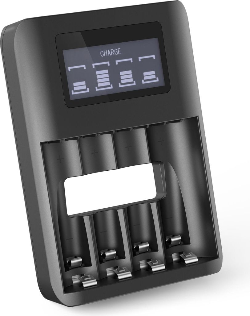 CELLONIC USB Batterieladegerät AAA AA Schnellladegerät 4 Batterien 4-Fach Ladegerät für Batterien AA AAA Batterieladestation Einzelschachtladun...