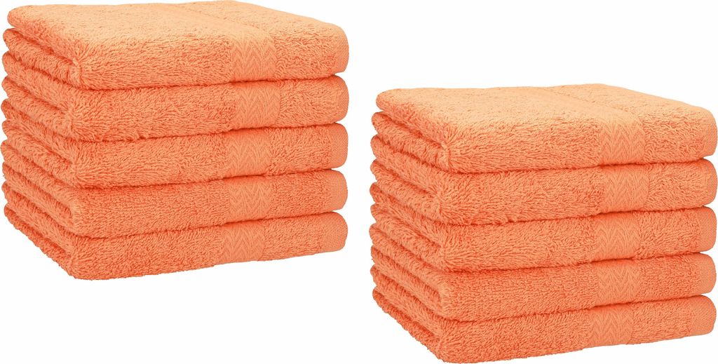 Betz 10 Stück Gästetücher 30x50 cm PREMIUM 100% Baumwolle Set Händehandtücher Farbe: orange