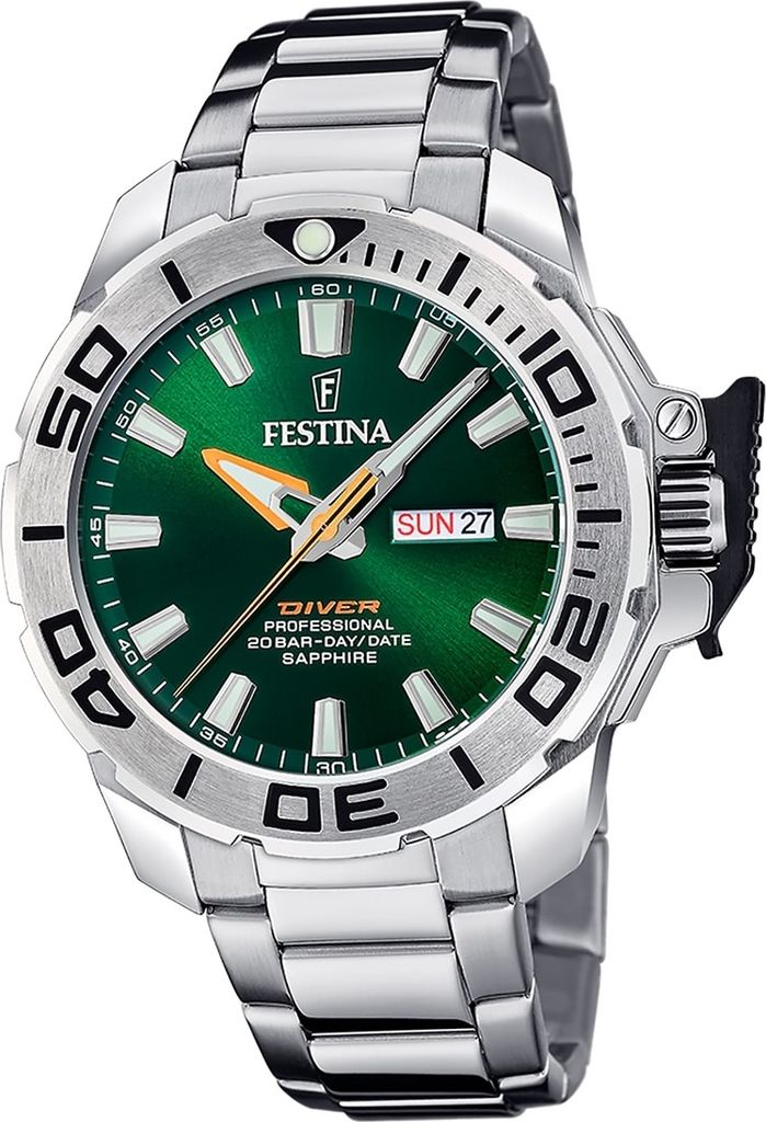 Festina Edelstahl Herren Uhr Armbanduhr silber Casual D2UF20665/2