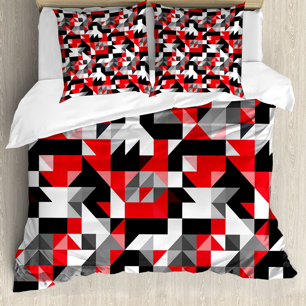 ABAKUHAUS Abstrakt Bettbezugs Set Für Doppelbetten, Geometrische Motiven Art, Milbensicher Allergiker geeignet mit Kissenbezügen, Anthrazit grau ...