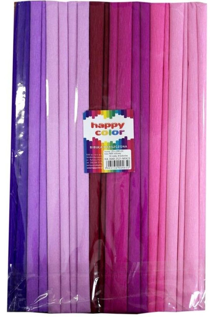 Happy Color Bibuła Marszczona 10 rolek mix różowych kolorów Zdjęcie produktu 