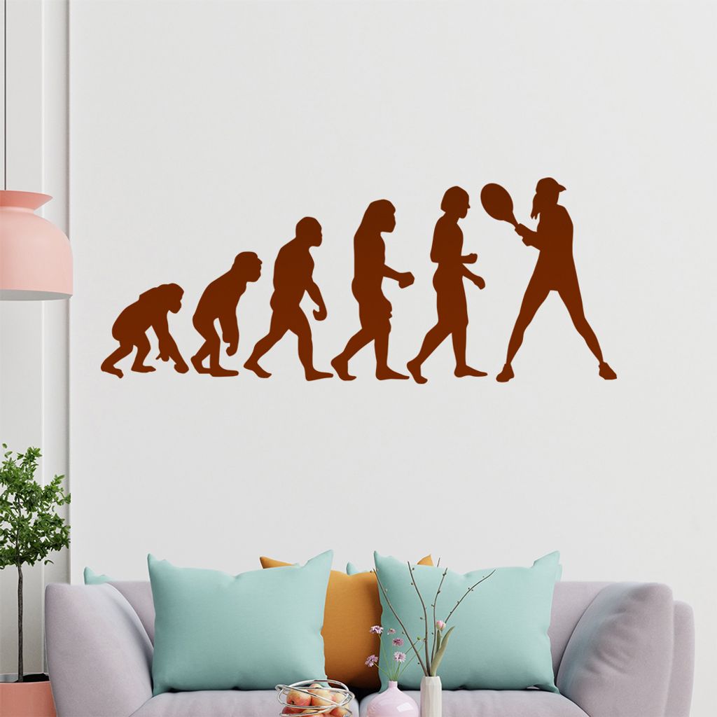 hauptsachebeklebt KIWISTAR Evolution Tennis Charles Darwin Schlag Wandtattoo in 6 Größen - Wandaufkleber Wall Sticker - Dekoration, Küche, Wohnz...